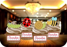 Garden Bugs Cartoon Mix - 12 PREMIUM STAND UP Edible Cake Topper Wafer Icing Fun