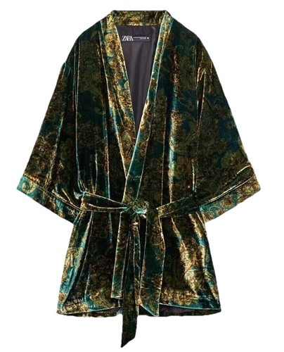 Zara green gold velvet paisley - zara,
