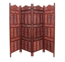 HAND MADE WOODEN ROOM DIVIDER / PRIVACY SCREEN - BROWN 4 PANELS UK FREE DELIERY