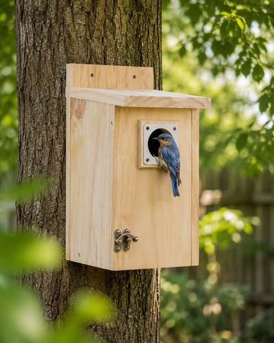 Cedar bird house with - cedar,