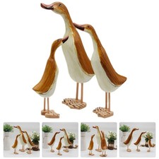 3Pcs Unique Wooden Duck Sculpture Charming Gift for Loved Ones