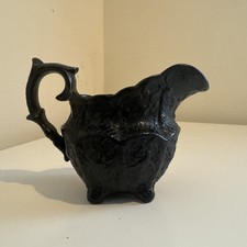 Antique 19th Century Black Basalt Pottery Milk Jug