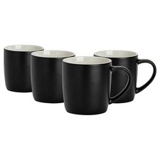4x 350ml Matt Coloured Coffee Mugs Black Ceramic Tea Latte Cappuccino Cups Set