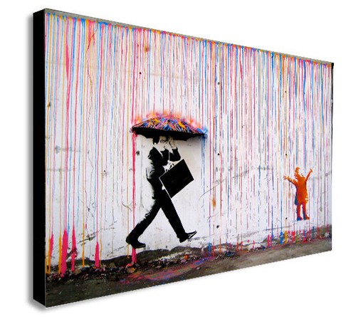 Banksy style coloured rain - banksy,