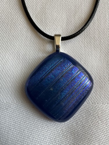 Dichroic blue pendant necklace - pendant,