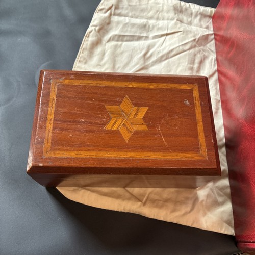 Antique inlaid wooden box - inlaid,