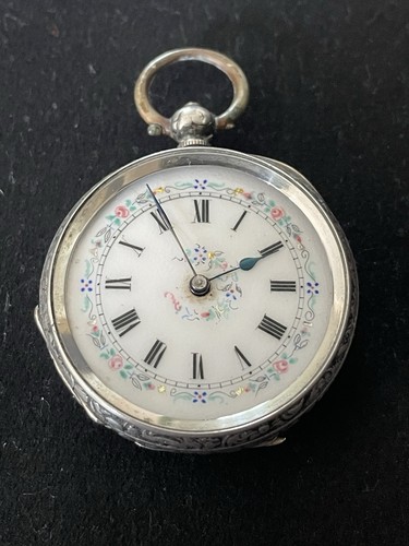 Antique silver ladies fob - silver,