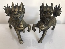 A Chinese Brass pair of Kylin