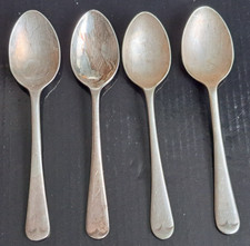 4 x MoD Military Silver Coloured Mess Teaspoons - M S Ltd 1963, MW 1988, AP & MW