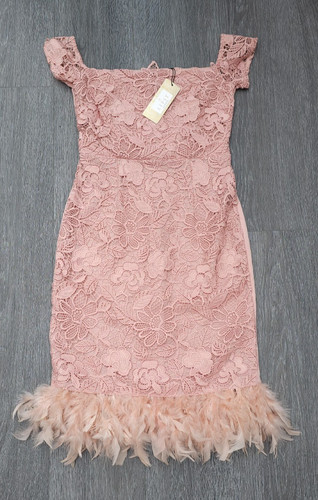 Lipsy feather hem nude dusky - feather,