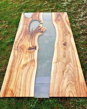 Clear Epoxy Table with Walnut