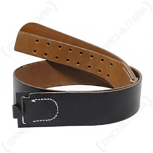 German ww2 black leather belt - leather,