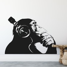 Banksy Monkey Headphones Wall