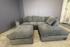 Grey l shape sofa with matching footstool DELIVERY AVAILABLE