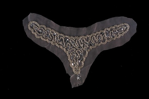 Silver beaded sequined net - beaded, &