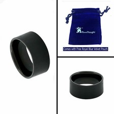 12mm Men's Black Tungsten Carbide Pipe Cut Matte Brush Center Wedding Band Ring