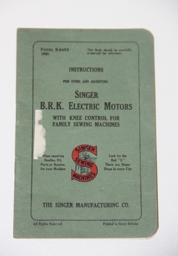 Singer electric motors - b.r.k.,