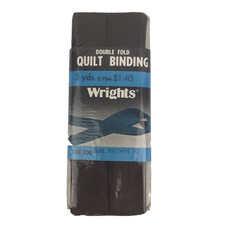 Wrights Double Fold Quilt Binding 3 Yards 1" Wide Seal Brown 92 Bias Tape 1980