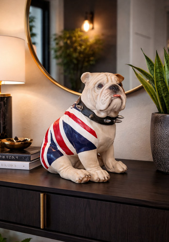 Sitting bulldog figurine with - sitting,
