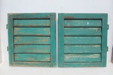 Antique Wooden French Window Shutters European Vintage Wood Old Pair 17.75"H