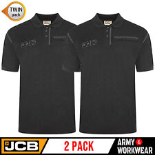 2 x JCB Trade Work Polo Shirt Black, 3 Button, Collared, Phone pocket With Zip