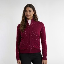 Green Lamb Ladies Full-Zip Lined Cashmere Blend Cardigan in 'Deep Beet' Red