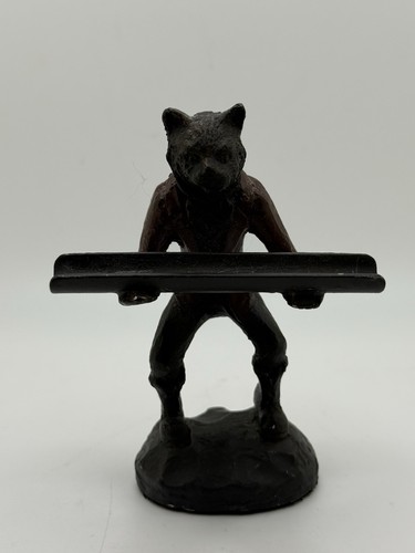 Antique cast iron bear cat - cast,