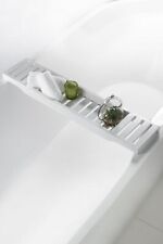 Bath Tray Rack Bamboo Wooden Bath Board Caddy Bathroom Storage Beldray - White
