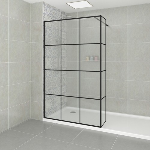 Black grid walk shower - grid,
