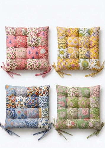 Cotton seat pad - pad, patchwork