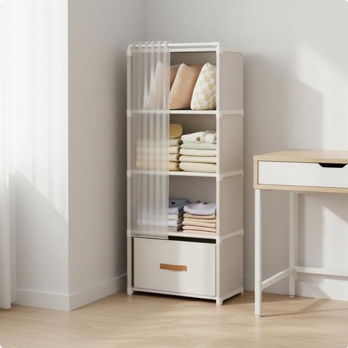 Shelving unit with curtain - shelving,