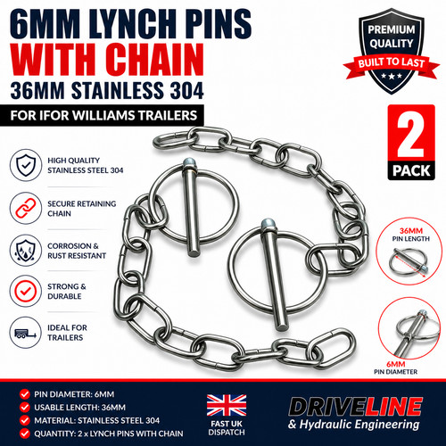 6mm lynch pins with chain - lynch, 36mm