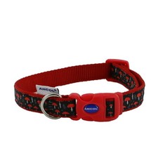  Ancol Patterned Medium Dog Nylon Red & Black Mushroom Collar Snap Buckle Fasten