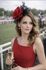 Red Rose Fascinator Headpiece