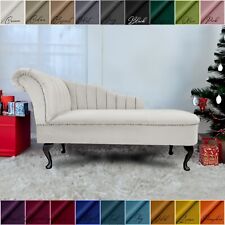 Cream Velvet Stripe Chaise Lounge Sofa Accent Arm Chair Bedroom Hallway 