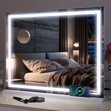 Hollywood Dimmable LED 3 Color Lighted Makeup Mirror Diamond Vanity Mirror 58x46