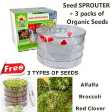 Kitchen Seed Sprouter for Sprouts Microgreens + 3 Packs Organic Sprouting Seeds 