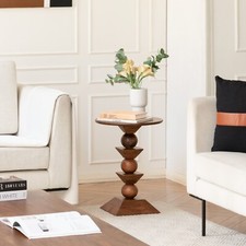 Gino Round Walnut Side Table