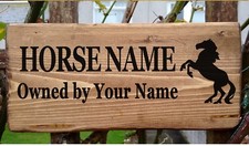 Horse Name Plate Stable Door Plaque / Sign  Personalised  Rustic Wooden Box