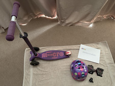 Maxi Micro Scooter Deluxe Purple Adjustable height 3 Wheels Good Condition 