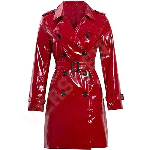 Women pvc leather trench - leather, vinyl