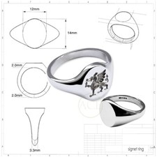 Solid 925 Sterling Silver Welsh Dragon Signet Ring 14X12mm 925 UK HM & Gift Box