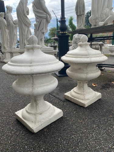 Pair finials cast stone - finials,