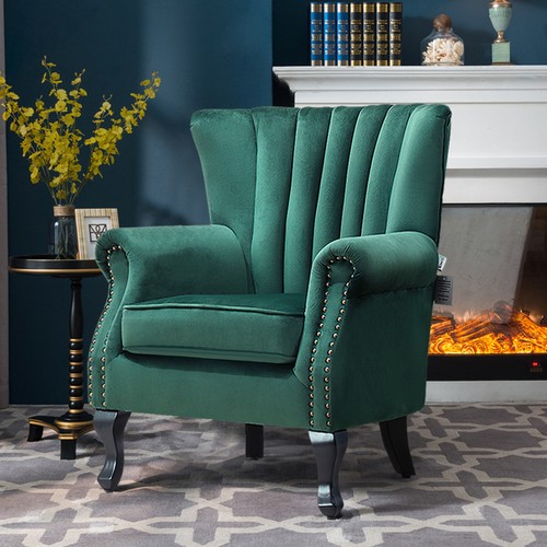 Upholstered velvet wing back - wing,