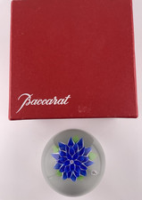 Baccarat Vintage 1980 limited Edition Blue Dahlia Glass Paperweight With Box