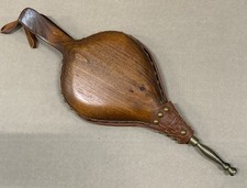 Vintage Fireplace Bellows Handcrafted Wood & Leather with Brass Studs 20”L