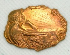 beautiful art nouveau copper brooch ornament