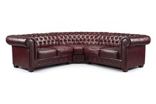 SOFAINSTORE Oxblood Red Leather Chesterfield Corner Sofa – Deep Buttoned Back