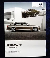 BMW 7 Series, E 65, Price List