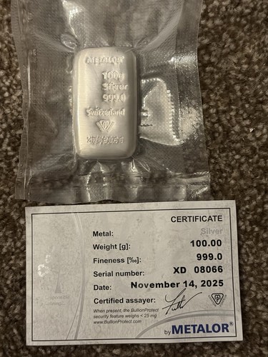 Metalor silver bullion bar - silver,